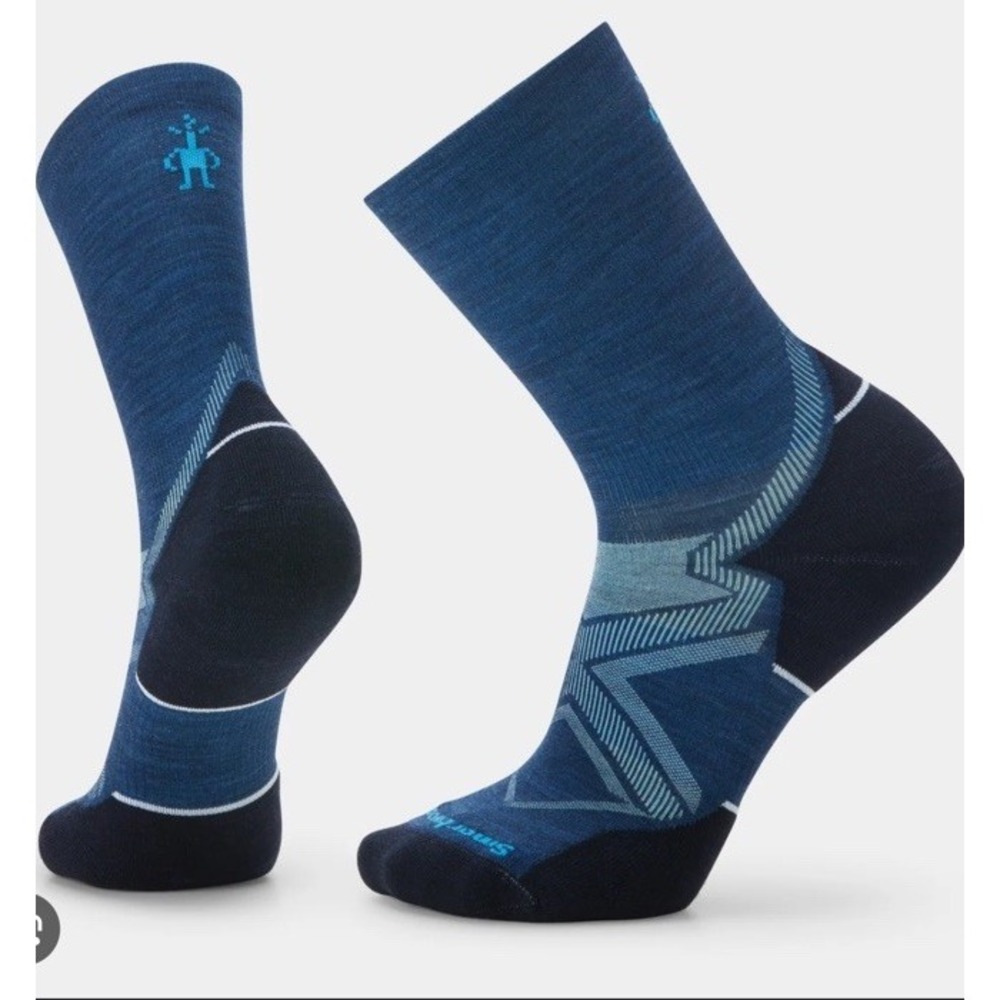 Smartwool 2 Pack Men's Run Cold Weather Targeted Cushion Crew Sock Size L Blue